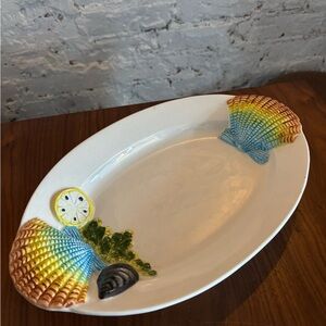 Vintage Italian Ceramic Serving Platter with shell motif